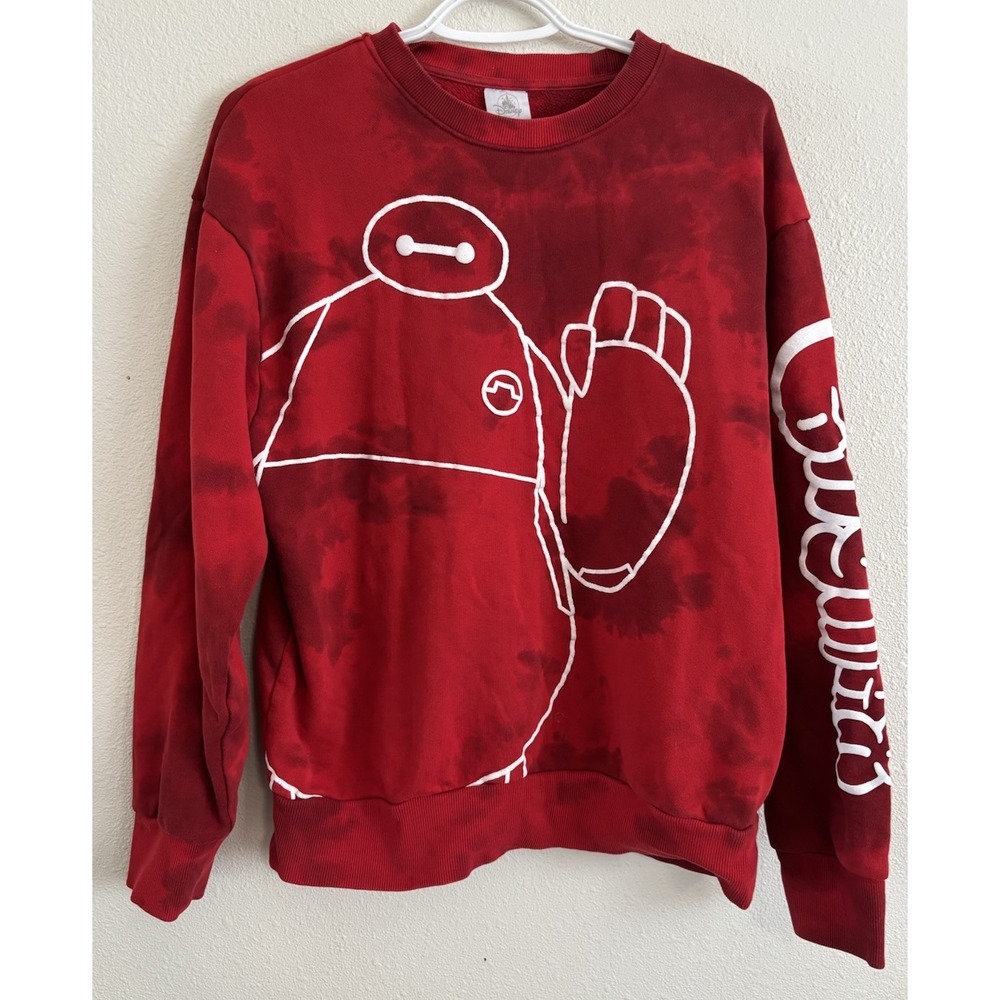 Disney Parks Big Hero 6 Baymax Red Tie Dye Sweatshirt Adult M San Fransokyo